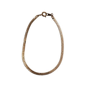 Women's Gold Tone Flat Chain Bracelet - Korea - 6 Inches